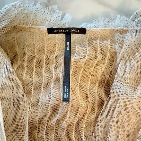 Anthropologie Lamarque Britney Ruffle Tulle Jacket Bolero Shrug Champagne Gold - Picture 5 of 16